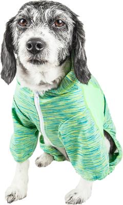 Show full view: Pet Life Active Downward Dog Hoodie, Green, X-Large slide 2 of 7