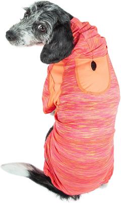 Show full view: Pet Life Active Downward Dog Hoodie, Orange, Medium slide 2 of 7