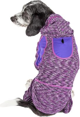 Show full view: Pet Life Active Downward Dog Hoodie, Purple, X-Small slide 2 of 8