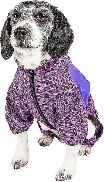 Show full view: Pet Life Active Downward Dog Hoodie, Purple, X-Small slide 3 of 8
