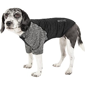 Pet Life Active Hybreed 4-Way Stretch Two-Toned Performance Dog T-Shirt, Black/Grey, Medium