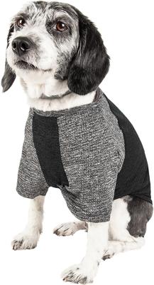 Show full view: Pet Life Active Hybreed 4-Way Stretch Two-Toned Performance Dog T-Shirt, Black/Grey, Medium slide 2 of 9