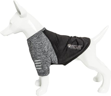 Show full view: Pet Life Active Hybreed 4-Way Stretch Two-Toned Performance Dog T-Shirt, Black/Grey, Medium slide 7 of 9
