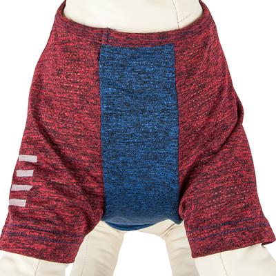 Show full view: Pet Life Active Hybreed 4-Way Stretch Two-Toned Performance Dog T-Shirt, Blue/Maroon, Small slide 9 of 10