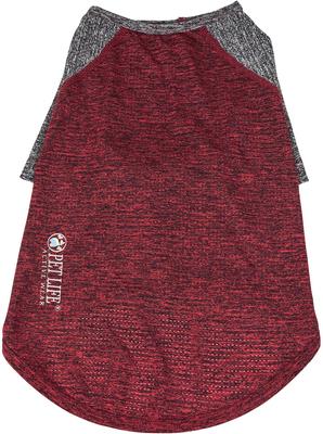 Show full view: Pet Life Active Hybreed 4-Way Stretch Two-Toned Performance Dog T-Shirt, Maroon/Grey, Medium slide 4 of 10