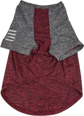 Show full view: Pet Life Active Hybreed 4-Way Stretch Two-Toned Performance Dog T-Shirt, Maroon/Grey, Medium slide 5 of 10