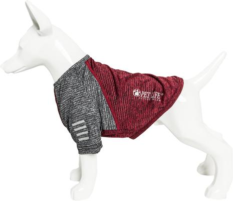 Show full view: Pet Life Active Hybreed 4-Way Stretch Two-Toned Performance Dog T-Shirt, Maroon/Grey, Medium slide 7 of 10
