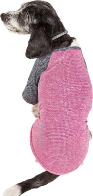 Show full view: Pet Life Active Hybreed 4-Way Stretch Two-Toned Performance Dog T-Shirt, Pink/Navy, Large slide 3 of 10