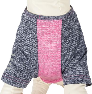 Show full view: Pet Life Active Hybreed 4-Way Stretch Two-Toned Performance Dog T-Shirt, Pink/Navy, Large slide 9 of 10