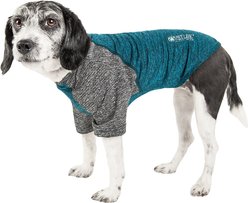 Pet Life Active Hybreed 4-Way Stretch Two-Toned Performance Dog T-Shirt, Teal/Grey, Small