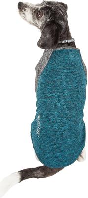 Show full view: Pet Life Active Hybreed 4-Way Stretch Two-Toned Performance Dog T-Shirt, Teal/Grey, Small slide 3 of 9