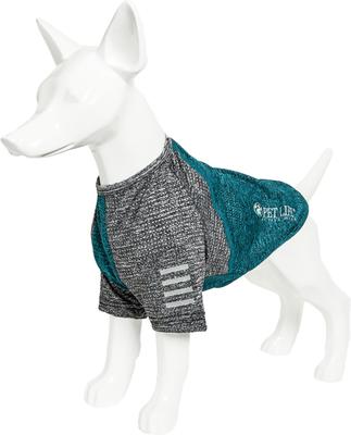 Show full view: Pet Life Active Hybreed 4-Way Stretch Two-Toned Performance Dog T-Shirt, Teal/Grey, Small slide 6 of 9