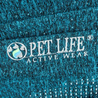 Show full view: Pet Life Active Hybreed 4-Way Stretch Two-Toned Performance Dog T-Shirt, Teal/Grey, Small slide 8 of 9