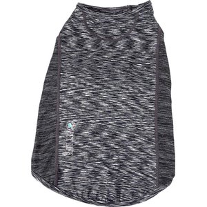 Pet Life Active Warf Speed Heathered Ultra-Stretch Sporty Performance Dog T-Shirt, Black Heather/Black, X-Small