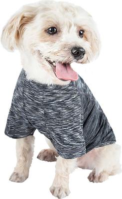 Show full view: Pet Life Active Warf Speed Heathered Ultra-Stretch Sporty Performance Dog T-Shirt, Black Heather/Black, X-Small slide 5 of 11