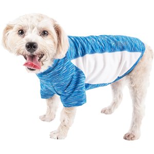 Pet Life Active Warf Speed Heathered Ultra-Stretch Sporty Performance Dog T-Shirt, Blue Heather/White, Large