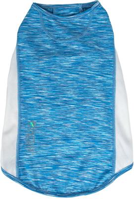 Show full view: Pet Life Active Warf Speed Heathered Ultra-Stretch Sporty Performance Dog T-Shirt, Blue Heather/White, Large slide 4 of 9