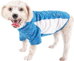 Pet Life Active Warf Speed Heathered Ultra-Stretch Sporty Performance Dog T-Shirt, Blue Heather/White, Medium