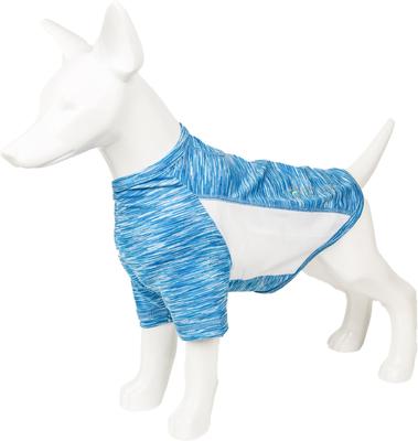 Show full view: Pet Life Active Warf Speed Heathered Ultra-Stretch Sporty Performance Dog T-Shirt, Blue Heather/White, Medium slide 6 of 9