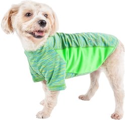 Pet Life Active Warf Speed Heathered Ultra-Stretch Sporty Performance Dog T-Shirt, Green Heather/Light Green, Large