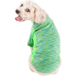 Pet Life Active Warf Speed Heathered Ultra-Stretch Sporty Performance Dog T-Shirt, Green Heather/Light Green, Medium