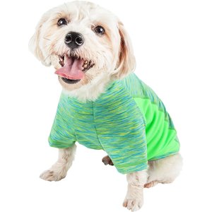 Pet Life Active Warf Speed Heathered Ultra-Stretch Sporty Performance Dog T-Shirt, Green Heather/Light Green, Medium