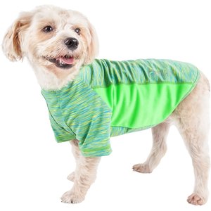 Pet Life Active Warf Speed Heathered Ultra-Stretch Sporty Performance Dog T-Shirt, Green Heather/Light Green, X-Small