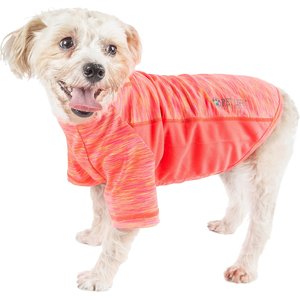 Pet Life Active Warf Speed Heathered Ultra-Stretch Sporty Performance Dog T-Shirt, Neon Orange Heather/Pink, Small