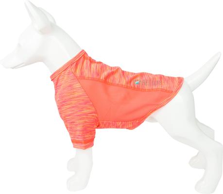 Show full view: Pet Life Active Warf Speed Heathered Ultra-Stretch Sporty Performance Dog T-Shirt, Neon Orange Heather/Pink, X-Large slide 8 of 10
