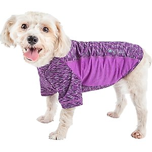 Pet Life Active Warf Speed Heathered Ultra-Stretch Sporty Performance Dog T-Shirt, Purple Heather/Purple, Small