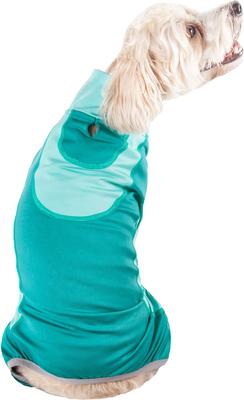 Show full view: Pet Life Active Warm-Pup Dog Hoodie, Aqua Green & Green, X-Large slide 3 of 6