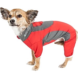 Pet Life Active Warm-Pup Dog Hoodie, Black / Red, Medium