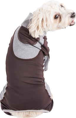 Show full view: Pet Life Active Warm-Pup Dog Hoodie, Brown & Grey, Medium slide 2 of 6