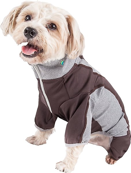 Show full view: Pet Life Active Warm-Pup Dog Hoodie, Brown & Grey, Medium slide 3 of 6