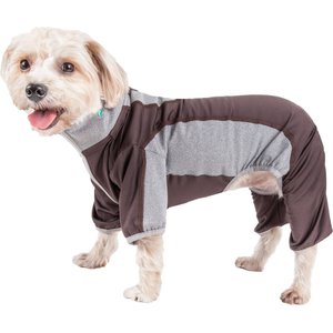 Pet Life Active Warm-Pup Dog Hoodie, Brown & Grey, X-Small