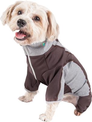 Show full view: Pet Life Active Warm-Pup Dog Hoodie, Brown & Grey, X-Small slide 3 of 6