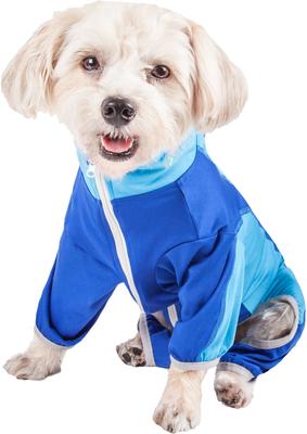Show full view: Pet Life Active Warm-Pup Dog Hoodie, Dark Blue / Light Blue, X-Small slide 3 of 6