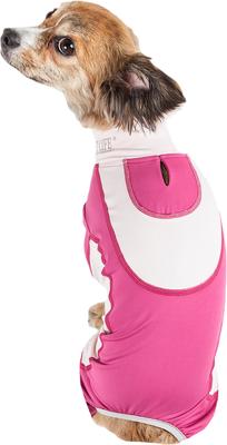 Show full view: Pet Life Active Warm-Pup Dog Hoodie, Hot Pink / Light Pink, Medium slide 3 of 6