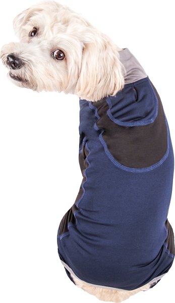 Show full view: Pet Life Active Warm-Pup Dog Hoodie, Navy / Black, Small slide 2 of 6