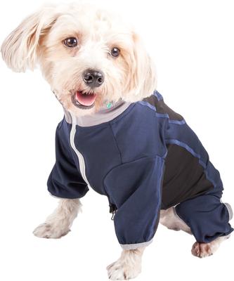 Show full view: Pet Life Active Warm-Pup Dog Hoodie, Navy / Black, X-Small slide 4 of 7