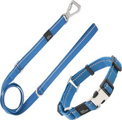 Pet Life Advent Outdoor Series 3M Reflective 2-in-1 Durable Martingale Training Dog Leash & Collar, Blue, Small