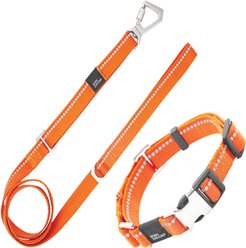 Pet Life Advent Outdoor Series 3M Reflective 2-in-1 Durable Martingale Training Dog Leash & Collar, Orange, Large