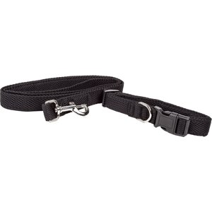 Pet Life Aero Mesh 2-In-1 Dual Sided Mesh Dog Leash & Collar, Black, Medium
