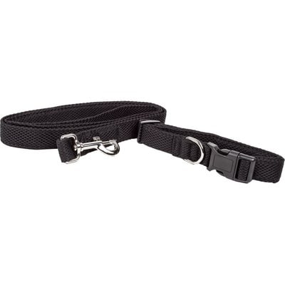 Pet Life Pet Life Aero Mesh 2-In-1 Dual Sided Mesh Dog Leash & Collar, Black, Small