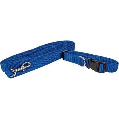 Pet Life Pet Life Aero Mesh 2-In-1 Dual Sided Mesh Dog Leash & Collar, Blue, Small