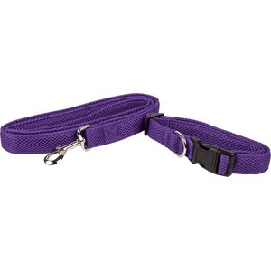 Pet Life Aero Mesh 2-In-1 Dual Sided Mesh Dog Leash & Collar, Purple, Large