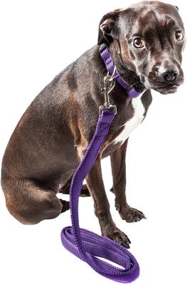Show full view: Pet Life Aero Mesh 2-In-1 Dual Sided Mesh Dog Leash & Collar, Purple, Large slide 2 of 3