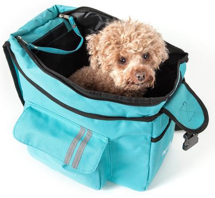 Show full view: Pet Life Airline Approved Fashion Back-Supportive Over-The-Shoulder Dog Carrier, Light Blue slide 3 of 5