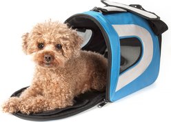 Pet Life Airline Approved Folding Zippered Sporty Mesh Dog Carrier, Blue & Grey, Medium