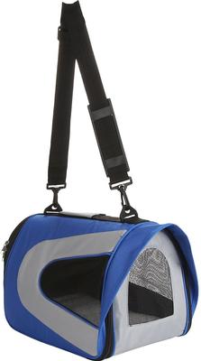 Show full view: Pet Life Airline Approved Folding Zippered Sporty Mesh Dog Carrier, Blue & Grey, Medium slide 6 of 10
